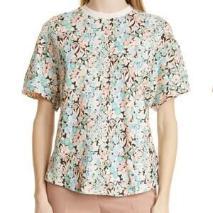 Ted Baker Domela Pastel Floral Linen Blend Shirt Women's Size 5 (US 12) NWT